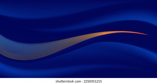 Neon glowing lines blue high tech futuristic abstract background template with wavy line shapes