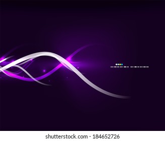 Neon glowing lines with glittering abstract background