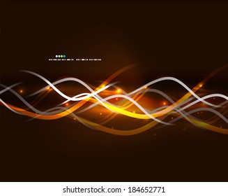 Neon glowing lines with glittering abstract background