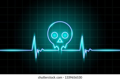 Neon Glowing Lines, Heartbeat Concept, Lifeline Background Wallpaper Design