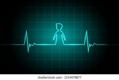 Neon glowing lines, Heartbeat concept, Lifeline background design