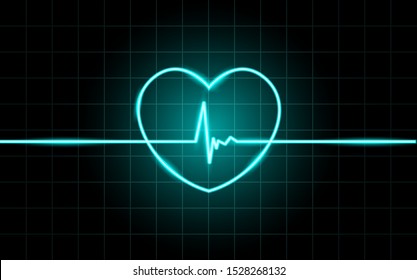 Neon Glowing Lines, Heartbeat Concept, Lifeline Background Design