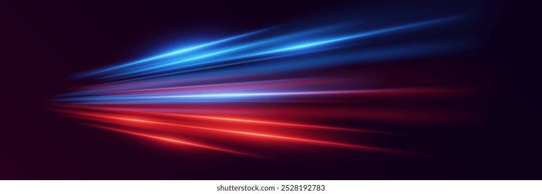 Líneas brillantes de neón de alta velocidad. Efecto de rastro de neón.