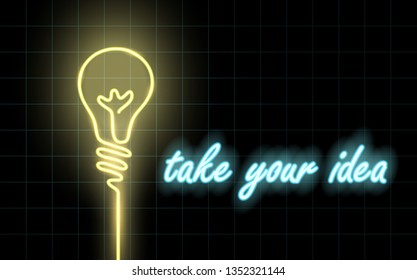 Neon glowing lines, idea concept, idea background design