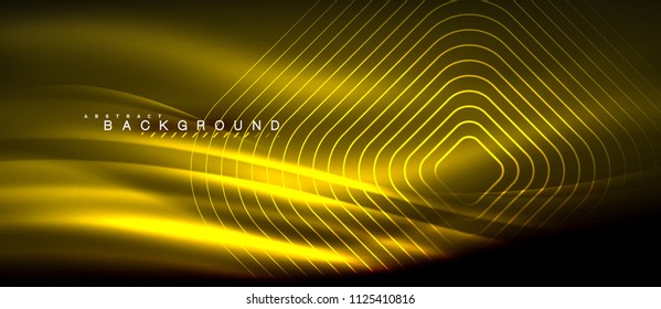 Neon glowing lines, magic energy space light concept, abstract background wallpaper design, vector illustration