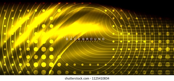 Neon glowing lines, magic energy space light concept, abstract background wallpaper design, vector illustration