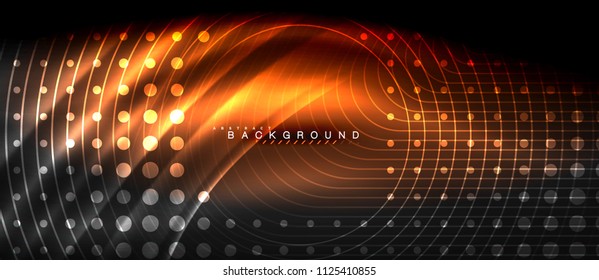 Neon glowing lines, magic energy space light concept, abstract background wallpaper design, vector illustration