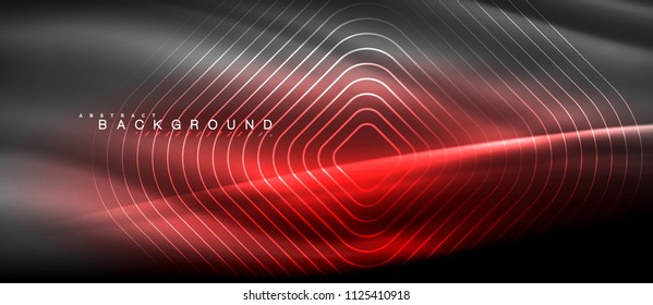 Neon glowing lines, magic energy space light concept, abstract background wallpaper design, vector illustration