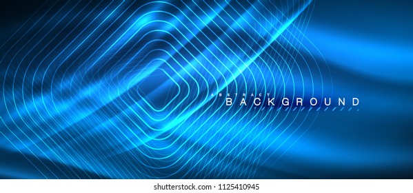 Neon glowing lines, magic energy space light concept, abstract background wallpaper design, vector illustration