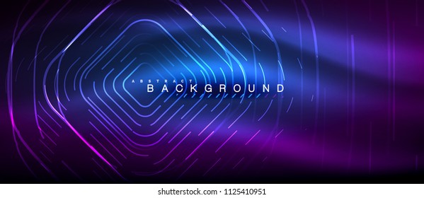 Neon glowing lines, magic energy space light concept, abstract background wallpaper design, vector illustration
