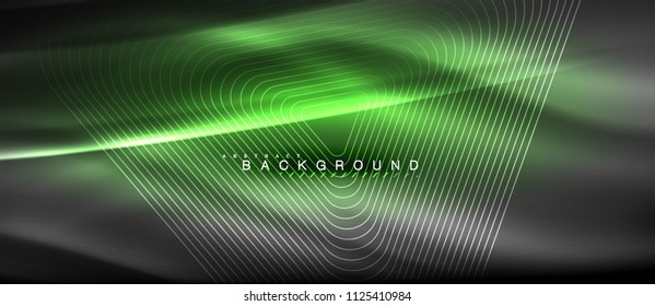 Neonleuchtende Linien, magisches Energieraum-Lichtkonzept, abstrakter Hintergrund, Tapete-Design, Vektorgrafik
