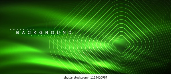 Neon glowing lines, magic energy space light concept, abstract background wallpaper design, vector illustration