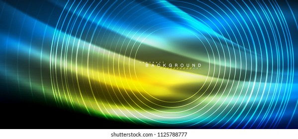 Neon glowing lines, magic energy space light concept, abstract background wallpaper design, vector illustration