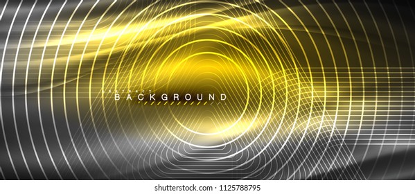 Neon glowing lines, magic energy space light concept, abstract background wallpaper design, vector illustration