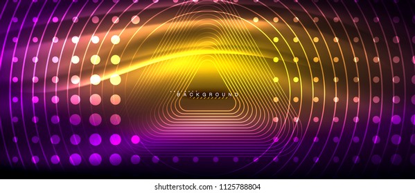 Neon glowing lines, magic energy space light concept, abstract background wallpaper design, vector illustration