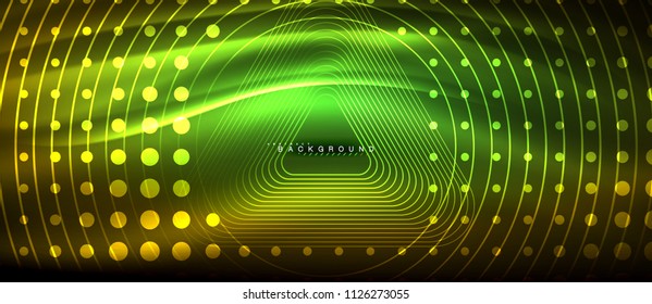 Neon glowing lines, magic energy space light concept, abstract background wallpaper design, vector illustration