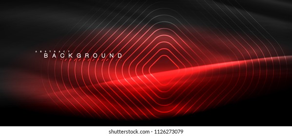 Neon glowing lines, magic energy space light concept, abstract background wallpaper design, vector illustration
