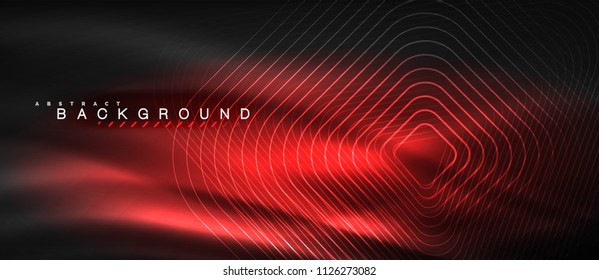 Neon glowing lines, magic energy space light concept, abstract background wallpaper design, vector illustration