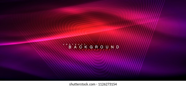 Neon glowing lines, magic energy space light concept, abstract background wallpaper design, vector illustration
