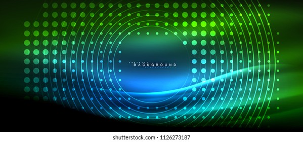 Neon glowing lines, magic energy space light concept, abstract background wallpaper design, vector illustration