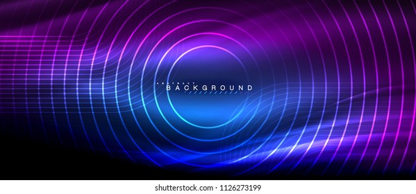 Neon glowing lines, magic energy space light concept, abstract background wallpaper design, vector illustration