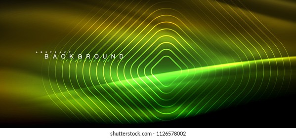 Neon glowing lines, magic energy space light concept, abstract background wallpaper design, vector illustration