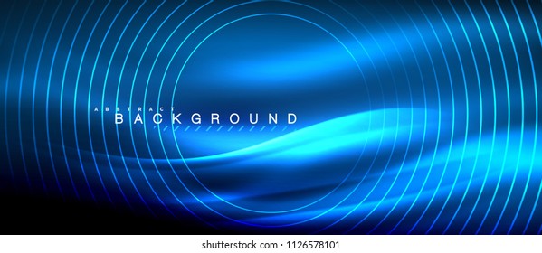 Neon glowing lines, magic energy space light concept, abstract background wallpaper design, vector illustration
