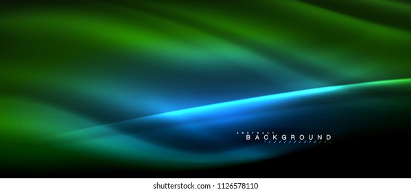 Neon glowing lines, magic energy space light concept, abstract background wallpaper design, vector illustration