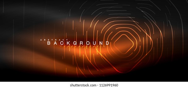 Líneas brillantes de neón, concepto de luz espacial mágica, diseño de fondo abstracto de fondo de fondo, ilustración vectorial