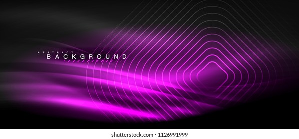 Neon glowing lines, magic energy space light concept, abstract background wallpaper design, vector illustration