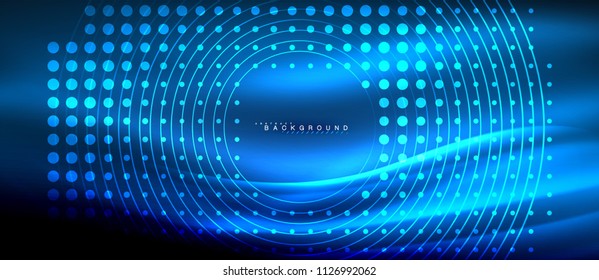 Neon glowing lines, magic energy space light concept, abstract background wallpaper design, vector illustration