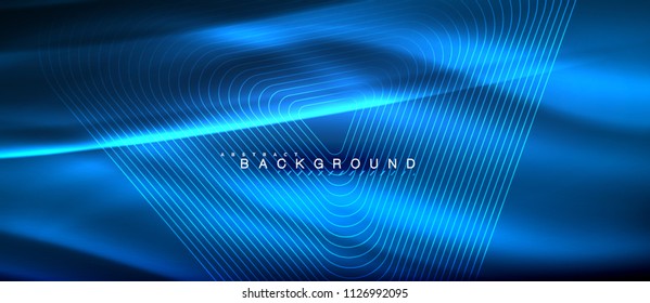 Neon glowing lines, magic energy space light concept, abstract background wallpaper design, vector illustration