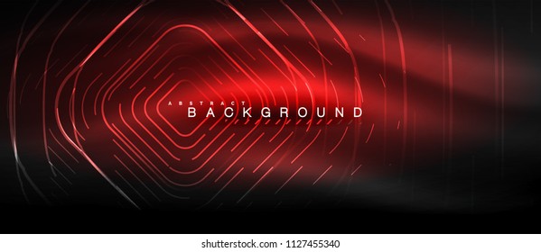 Neon glowing lines, magic energy space light concept, abstract background wallpaper design, vector illustration