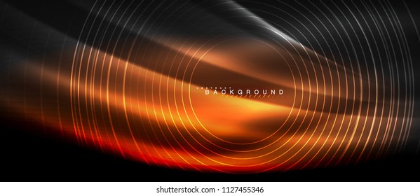 Neon glowing lines, magic energy space light concept, abstract background wallpaper design, vector illustration