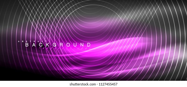 Neon glowing lines, magic energy space light concept, abstract background wallpaper design, vector illustration