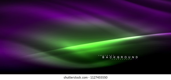 Neon glowing lines, magic energy space light concept, abstract background wallpaper design, vector illustration
