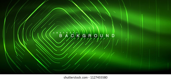 Neon glowing lines, magic energy space light concept, abstract background wallpaper design, vector illustration