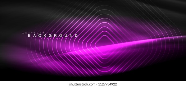 Neon glowing lines, magic energy space light concept, abstract background wallpaper design, vector illustration