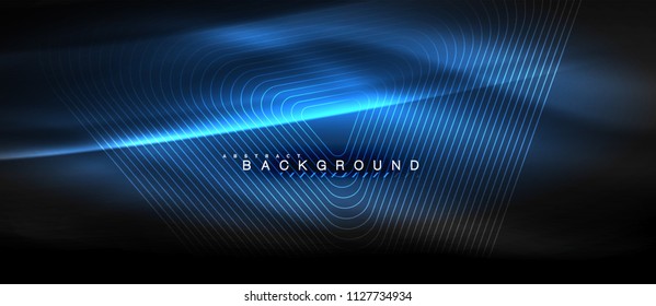 Neonleuchtende Linien, magisches Energieraum-Lichtkonzept, abstrakter Hintergrund, Tapete-Design, Vektorgrafik
