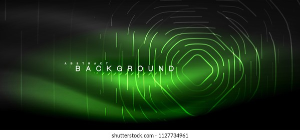 Neon glowing lines, magic energy space light concept, abstract background wallpaper design, vector illustration