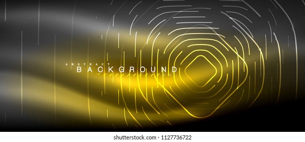 Líneas brillantes de neón, concepto de luz espacial mágica, diseño de fondo abstracto de fondo de fondo, ilustración vectorial