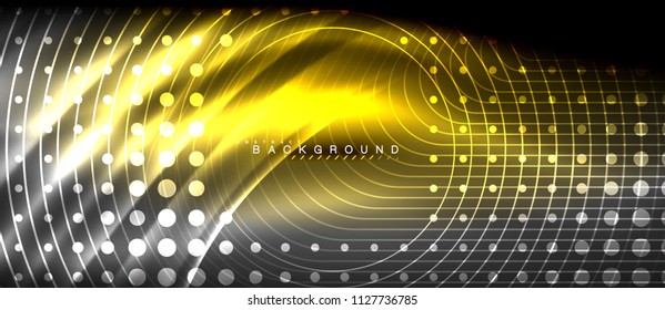 Neonleuchtende Linien, magisches Energieraum-Lichtkonzept, abstrakter Hintergrund, Tapete-Design, Vektorgrafik