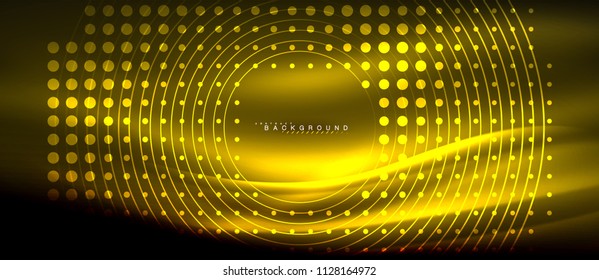 Neon glowing lines, magic energy space light concept, abstract background wallpaper design, vector illustration