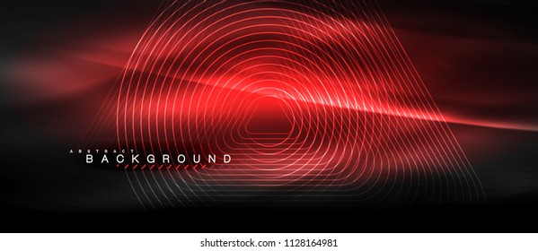 Neon glowing lines, magic energy space light concept, abstract background wallpaper design, vector illustration