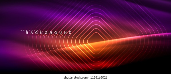 Neon glowing lines, magic energy space light concept, abstract background wallpaper design, vector illustration