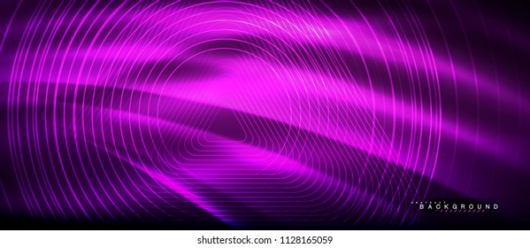 Neon glowing lines, magic energy space light concept, abstract background wallpaper design, vector illustration
