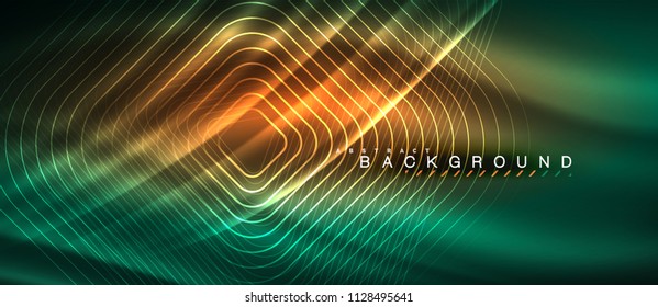Neon glowing lines, magic energy space light concept, abstract background wallpaper design, vector illustration