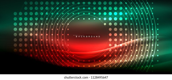 Neon glowing lines, magic energy space light concept, abstract background wallpaper design, vector illustration