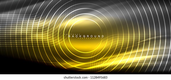 Neonleuchtende Linien, magisches Energieraum-Lichtkonzept, abstrakter Hintergrund, Tapete-Design, Vektorgrafik