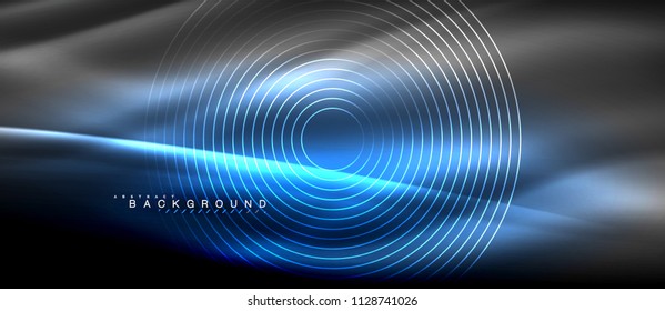 Neon glowing lines, magic energy space light concept, abstract background wallpaper design, vector illustration